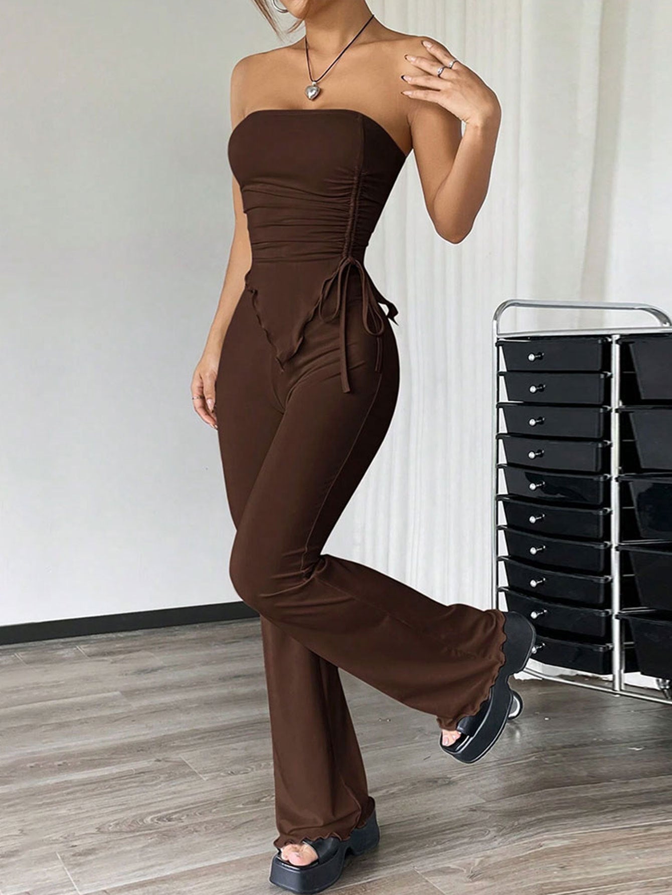 2025 Women's Sexy Street Fashion Set Spring and Summer New Tube Top Trousers Two-piece Set