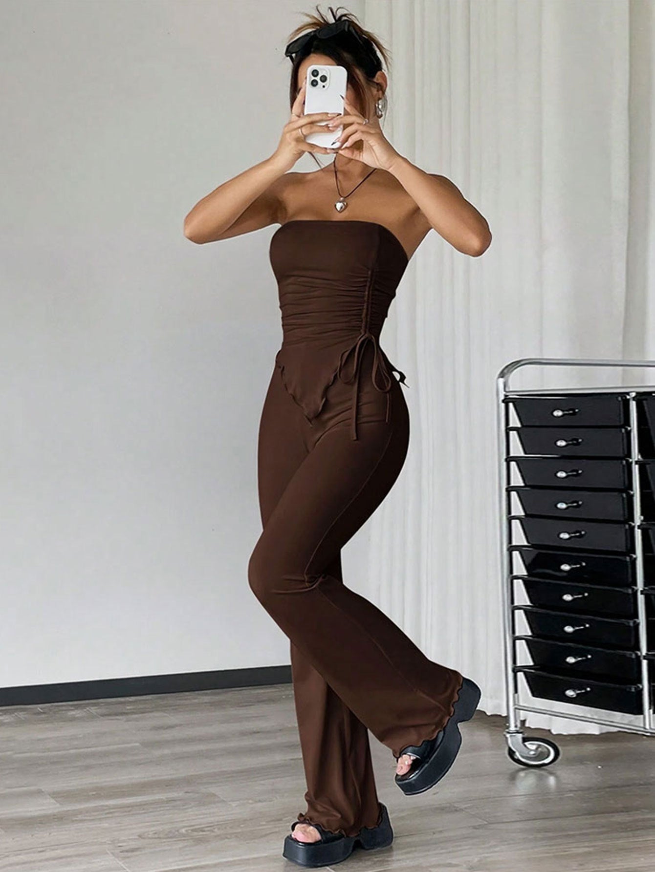2025 Women's Sexy Street Fashion Set Spring and Summer New Tube Top Trousers Two-piece Set