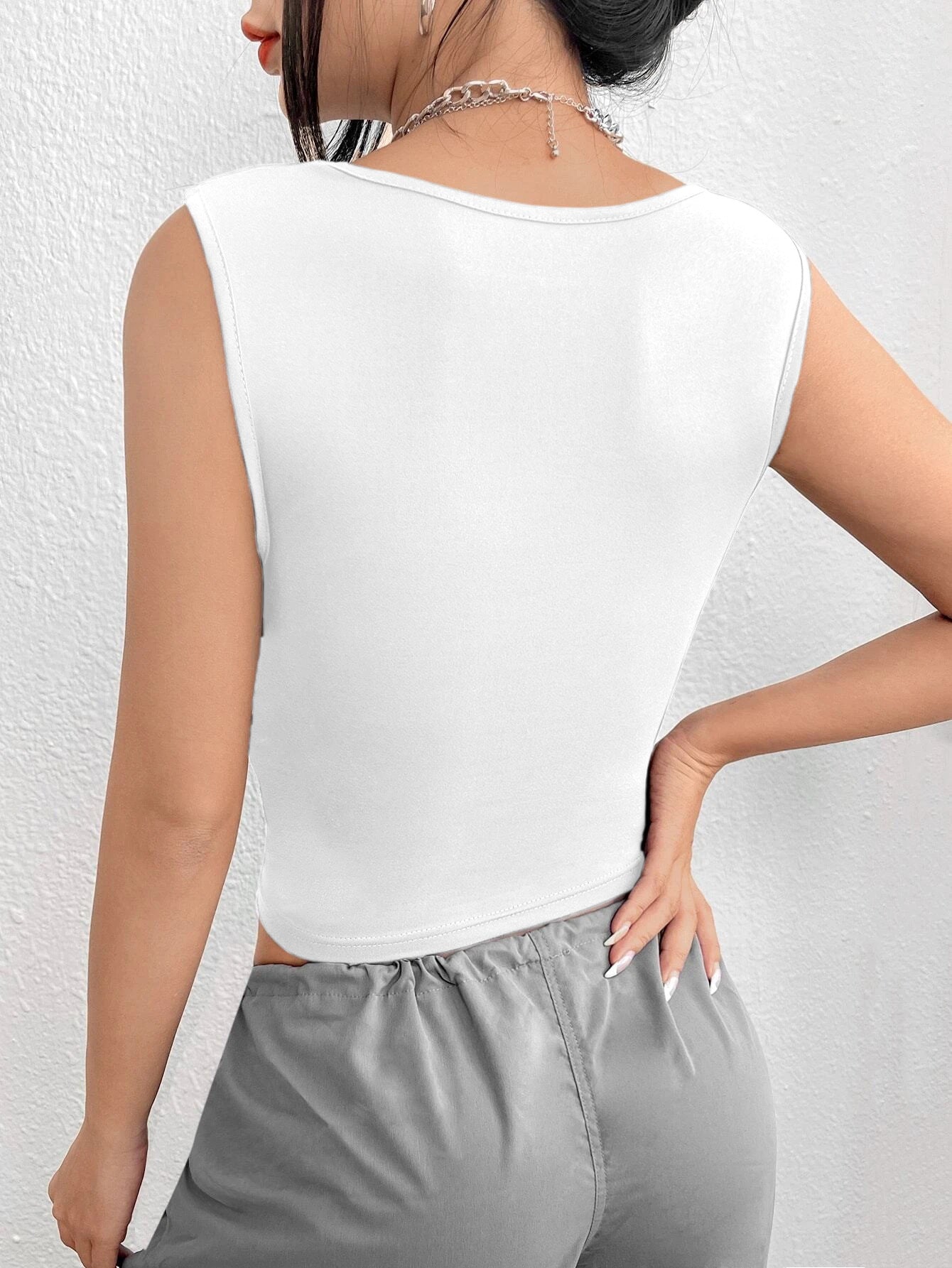 2025 Spring women's slim fit short sexy solid color tube top vest with suspender top
