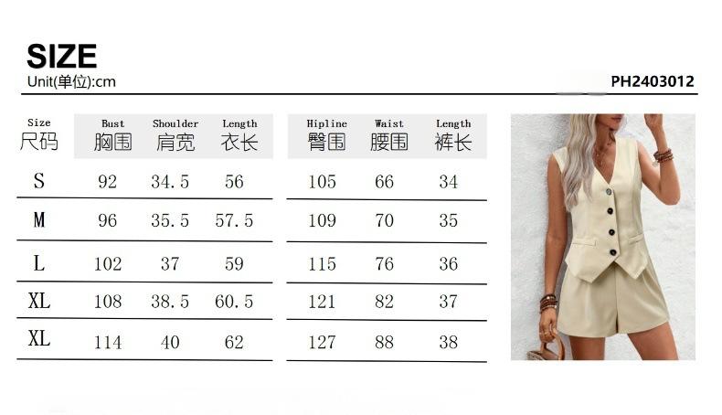2025 new elegant commuting V-neck button-decorated vest shorts