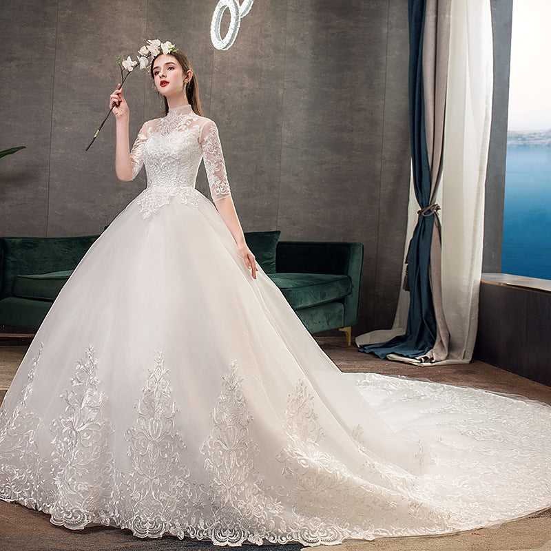 Main wedding dress 2023 new bride wedding dress long tail