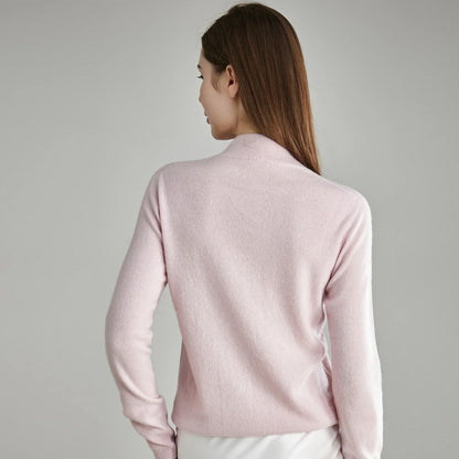 2024 Autumn and Winter New Product 100% Cashmere Simple Knitted Sweater Half Turtleneck Pullover Sweater Solid Color All-match Cashmere Sweater for Women