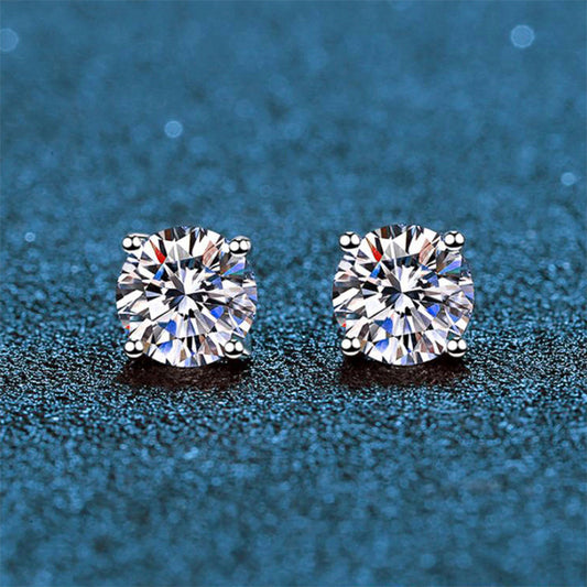 925 silver earrings, D-color moissanite earrings, classic four-claw moissanite earrings