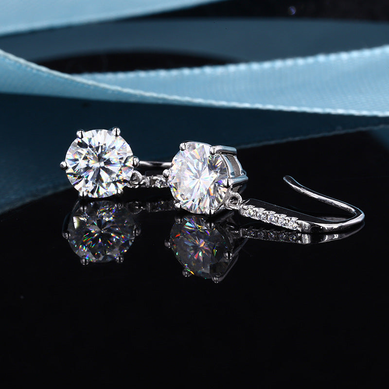 S925 sterling silver D-color moissanite earrings niche design ear hook earrings