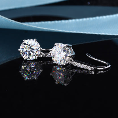 S925 sterling silver D-color moissanite earrings niche design ear hook earrings