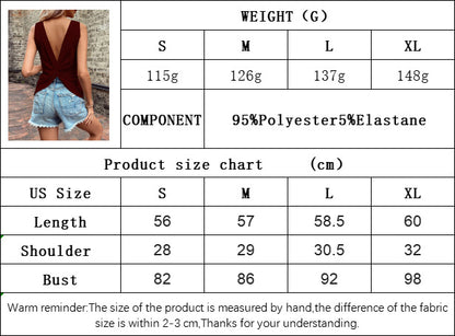 2025 Spring Amazon New Sexy Backless V-neck Waffle T-shirt Vest