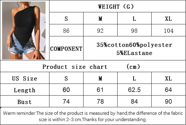 2025 Spring new slim irregular oblique shoulder sexy off-shoulder vest camisole top