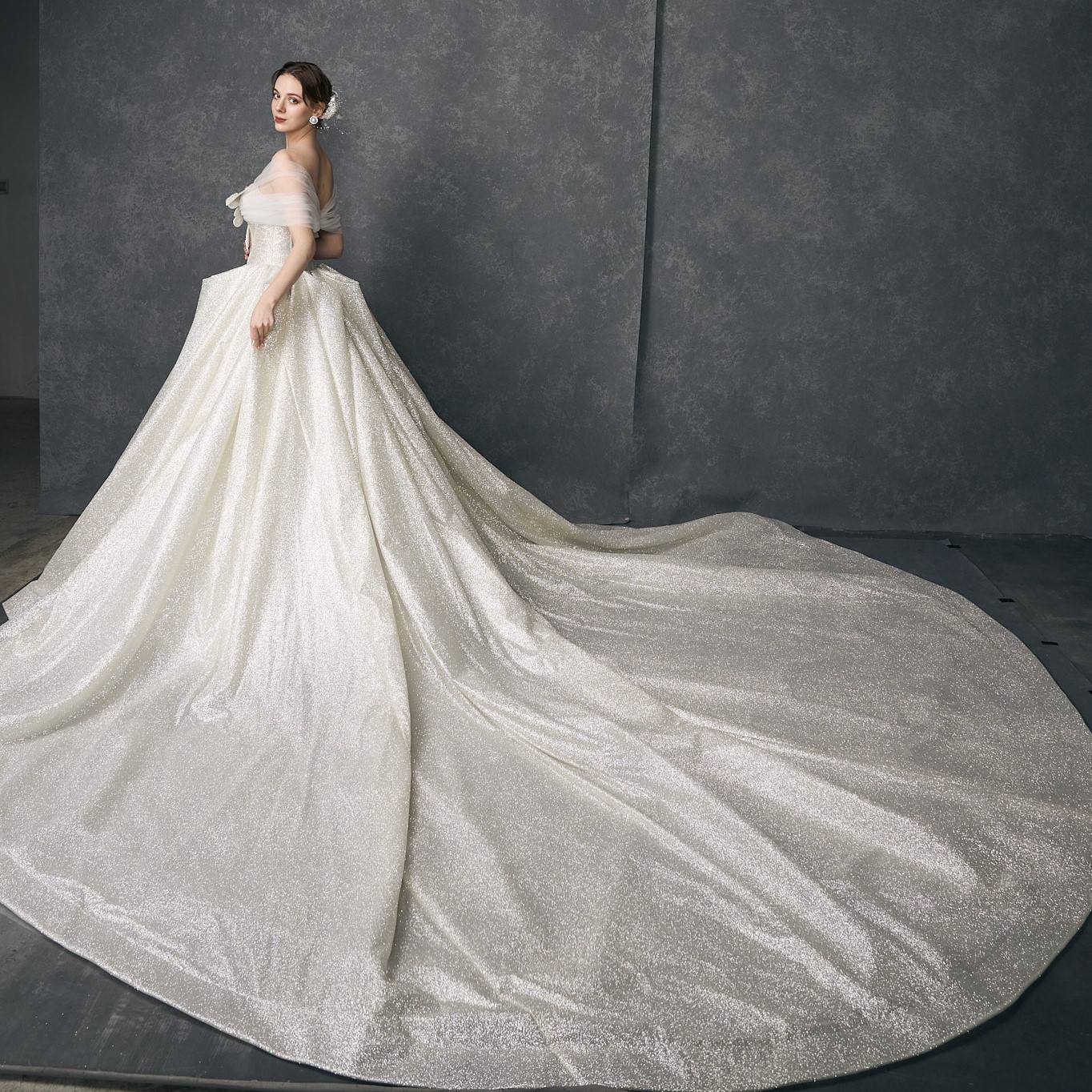 Women'S Wedding Dress For Bride Bling Surface Evening Dress Sweetheart Zipper Ball Gowns