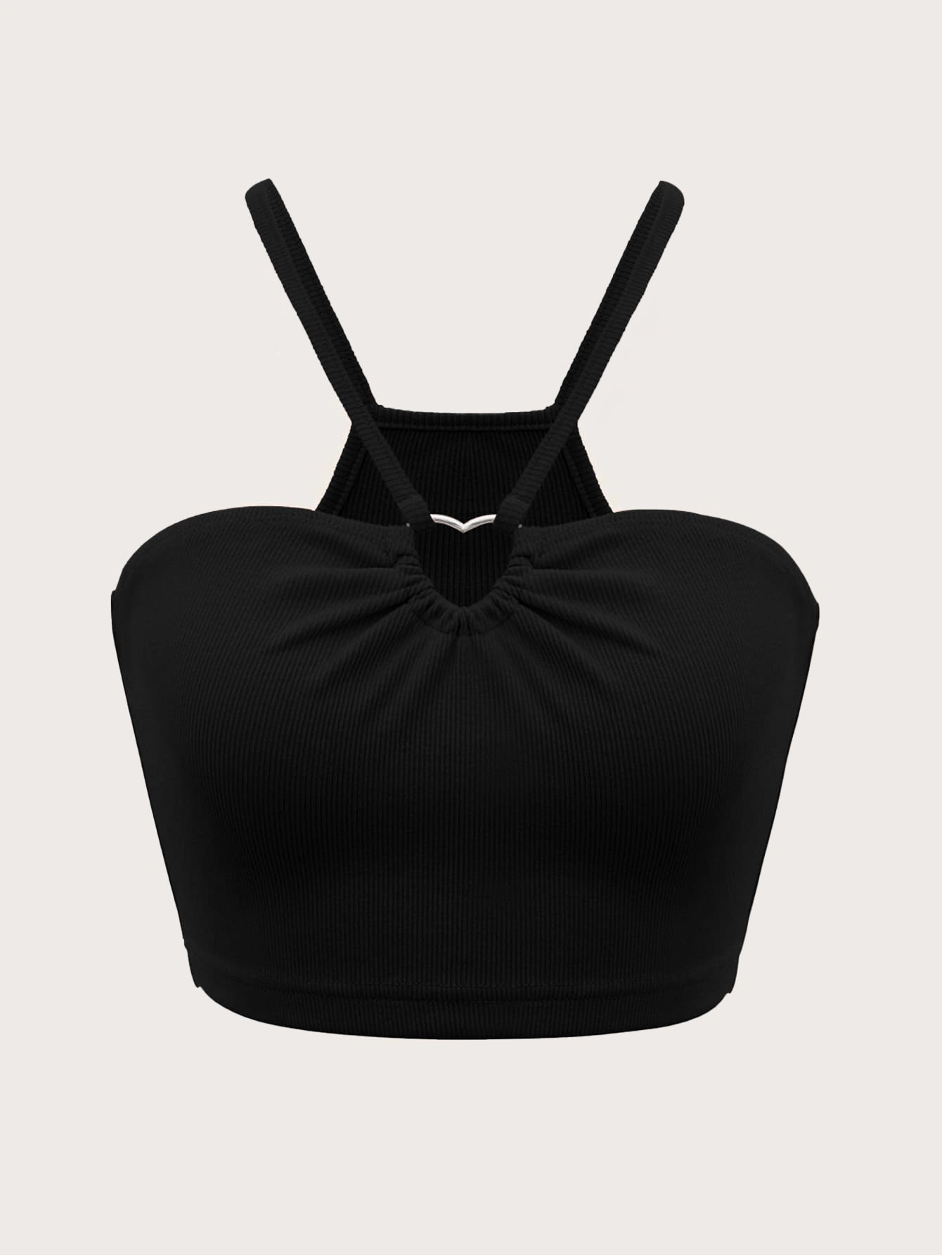 2025 new slim-fitting ultra-short heart-shaped sleeveless vest suspender versatile top