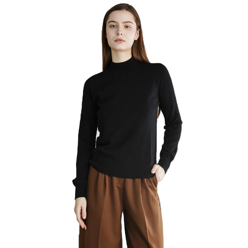 2024 Autumn and Winter New Product 100% Cashmere Simple Knitted Sweater Half Turtleneck Pullover Sweater Solid Color All-match Cashmere Sweater for Women