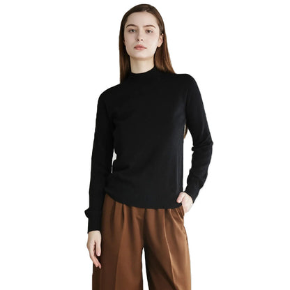 2024 Autumn and Winter New Product 100% Cashmere Simple Knitted Sweater Half Turtleneck Pullover Sweater Solid Color All-match Cashmere Sweater for Women