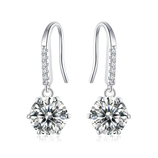 S925 sterling silver D-color moissanite earrings niche design ear hook earrings