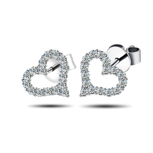 S925 silver moissanite heart earrings for women