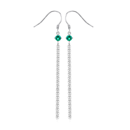 Emerald earrings S925 silver cultured emerald earrings