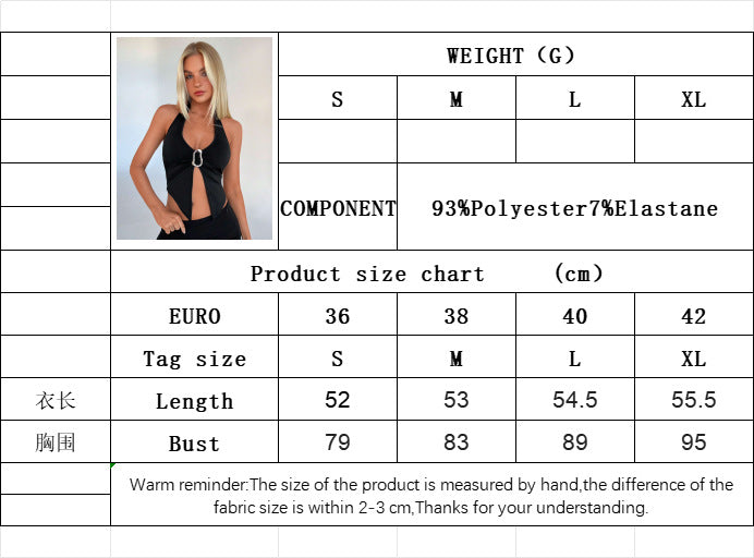 2025 Spring and Summer New Women's Sexy Halter Vest Short Slim Backless Top