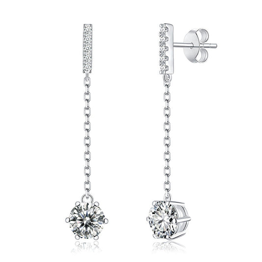 Sterling silver moissanite s925 earrings, moissanite female tassel earrings