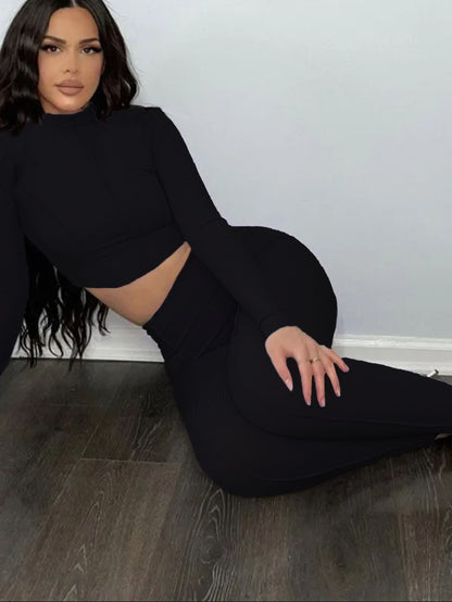 Women's sexy sports fashion suit  tight belly-tightening two-piece suit