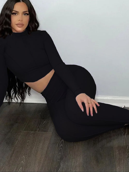Women's sexy sports fashion suit  tight belly-tightening two-piece suit