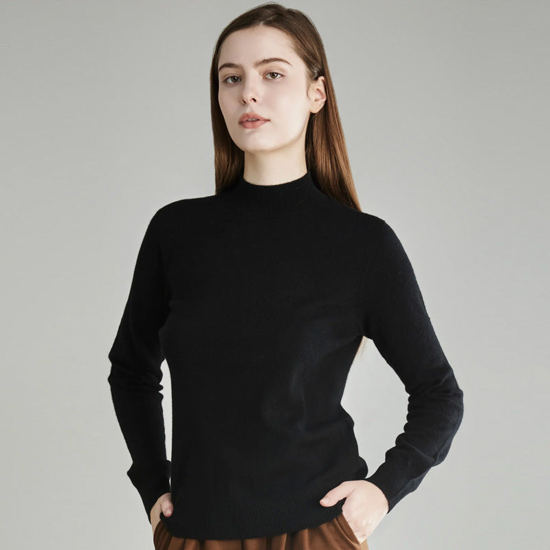 2024 Autumn and Winter New Product 100% Cashmere Simple Knitted Sweater Half Turtleneck Pullover Sweater Solid Color All-match Cashmere Sweater for Women