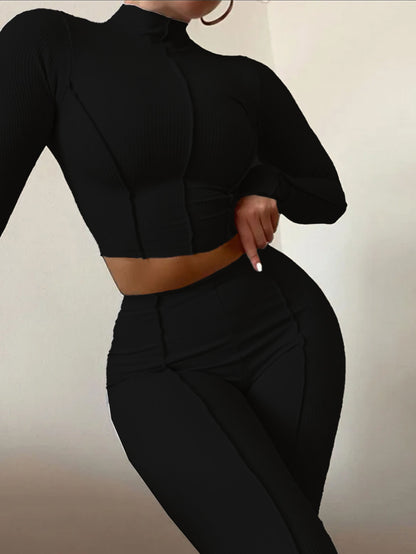 Women's sexy sports fashion suit  tight belly-tightening two-piece suit