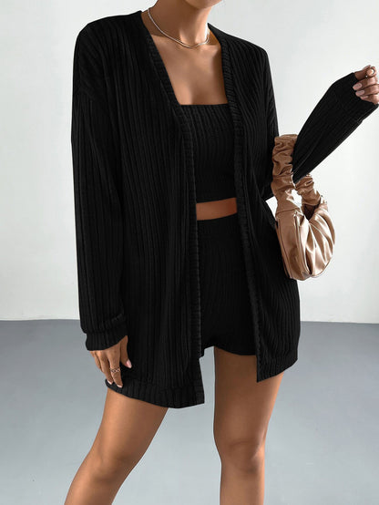 Women's casual sexy fashion suit slim jacket tube top shorts three-piece set