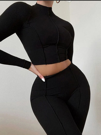 Women's sexy sports fashion suit  tight belly-tightening two-piece suit