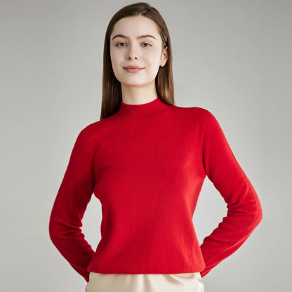 2024 Autumn and Winter New Product 100% Cashmere Simple Knitted Sweater Half Turtleneck Pullover Sweater Solid Color All-match Cashmere Sweater for Women