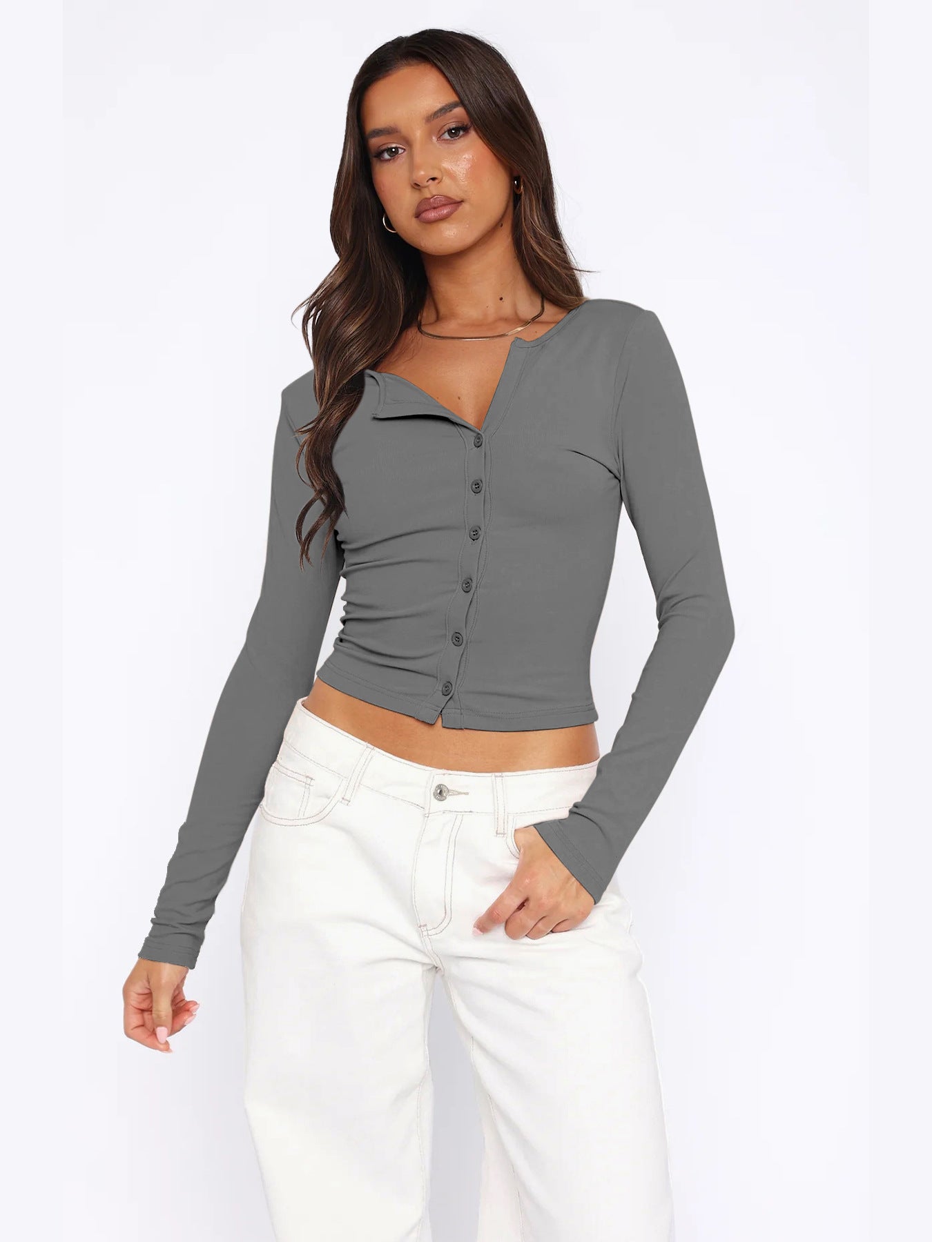 Hottie women's tops summer high-end button knitted cardigan shoulder slim T-shirt