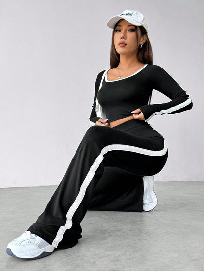 Women's European and American simple style fashion suit 2024 autumn and winter new versatile commuting two-piece suit