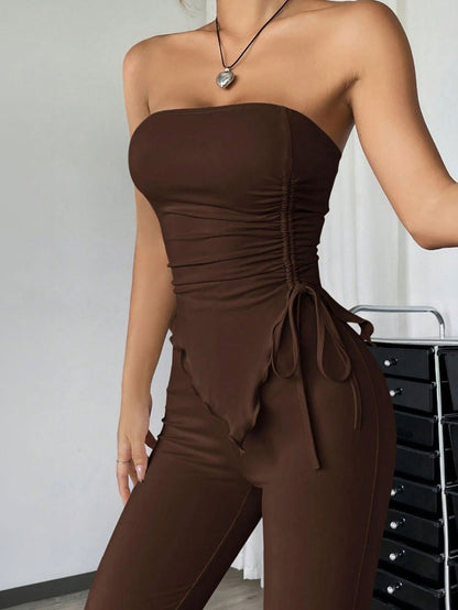 2025 Women's Sexy Street Fashion Set Spring and Summer New Tube Top Trousers Two-piece Set