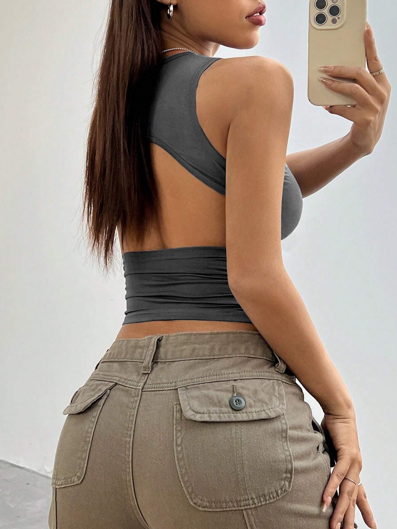 2025 Spring and Summer Solid Color Tight Short Sleeveless Vest Top