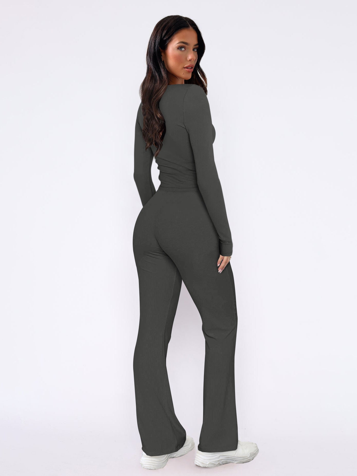 Sweet and spicy style long-sleeved top and casual pants two-piece fashion suit