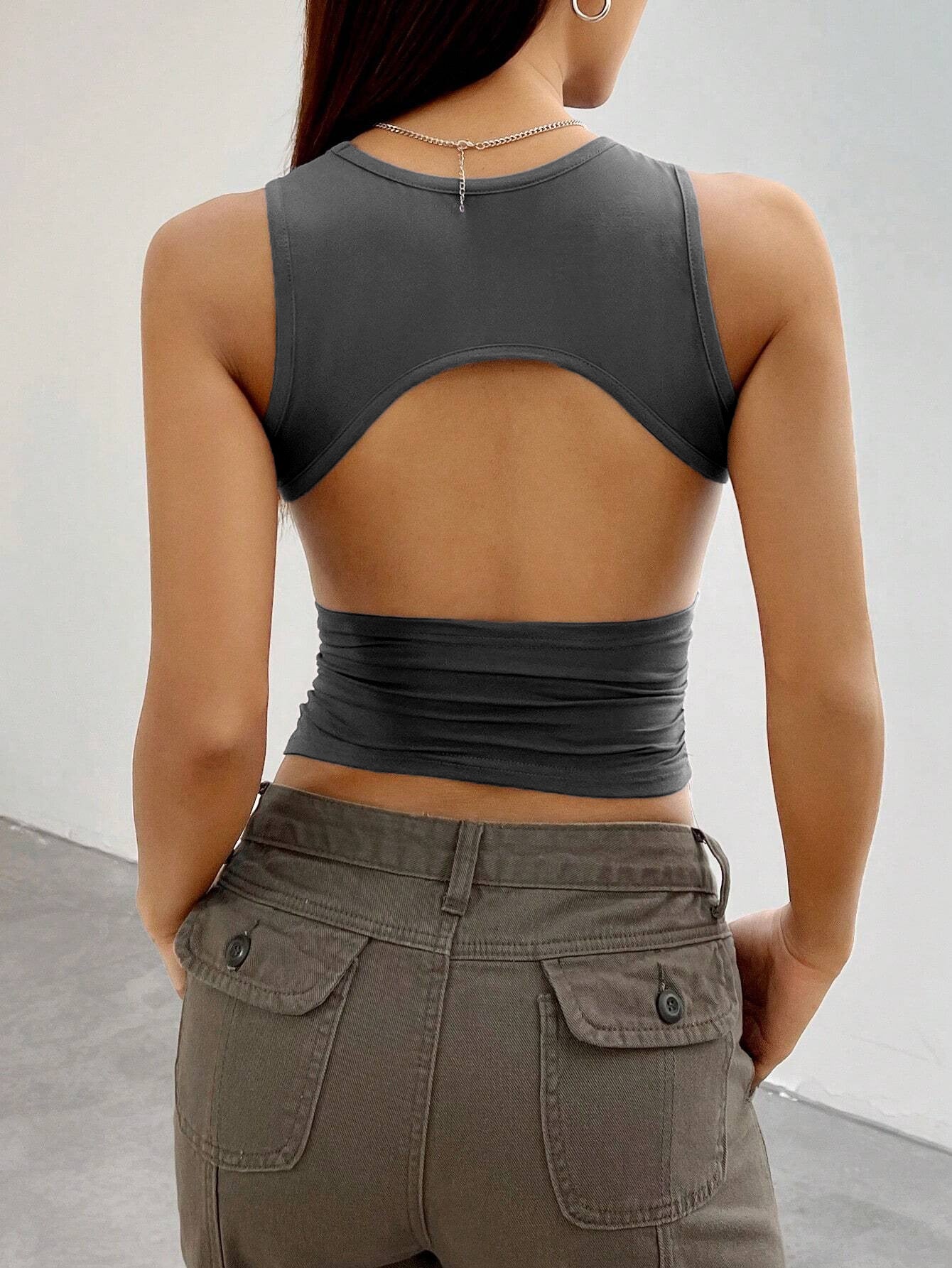2025 Spring and Summer Solid Color Tight Short Sleeveless Vest Top