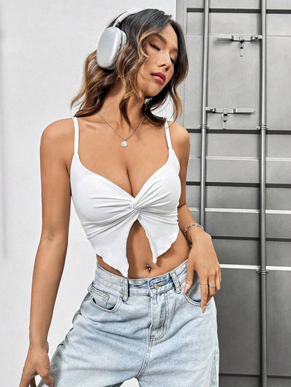 2025 women's clothing hot style sexy hot girl design slimming slit slimming camisole top