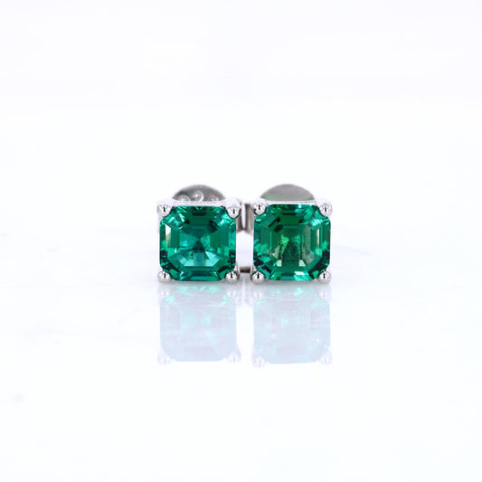 80-point recycled Colombian emerald earrings, synthetic emerald S925 silver electroplated K gold emerald earrings