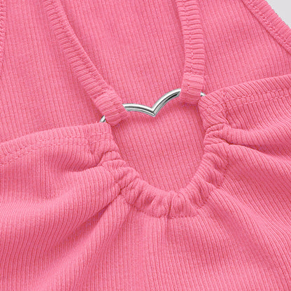2025 new slim-fitting ultra-short heart-shaped sleeveless vest suspender versatile top
