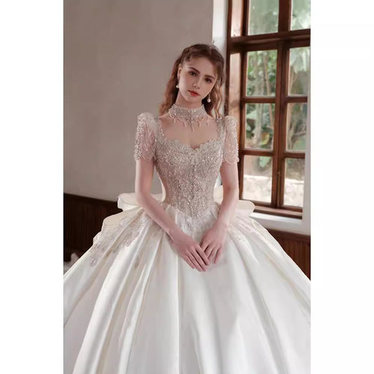 new bride wedding dress long tail