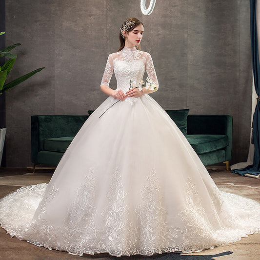 Main wedding dress 2023 new bride wedding dress long tail