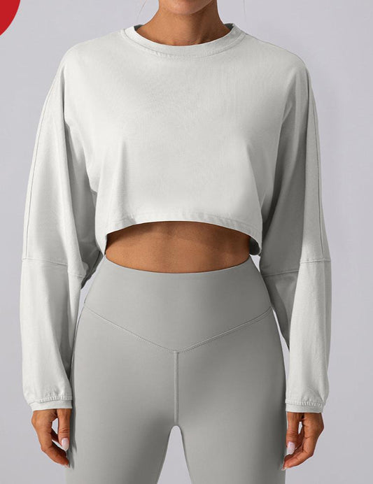 Round neck sweatshirt T-shirt sports short bottoming shirt yoga running loose long sleeve