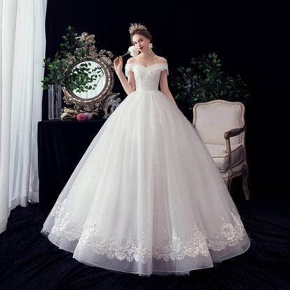 New one shoulder lace plus size wedding dress
