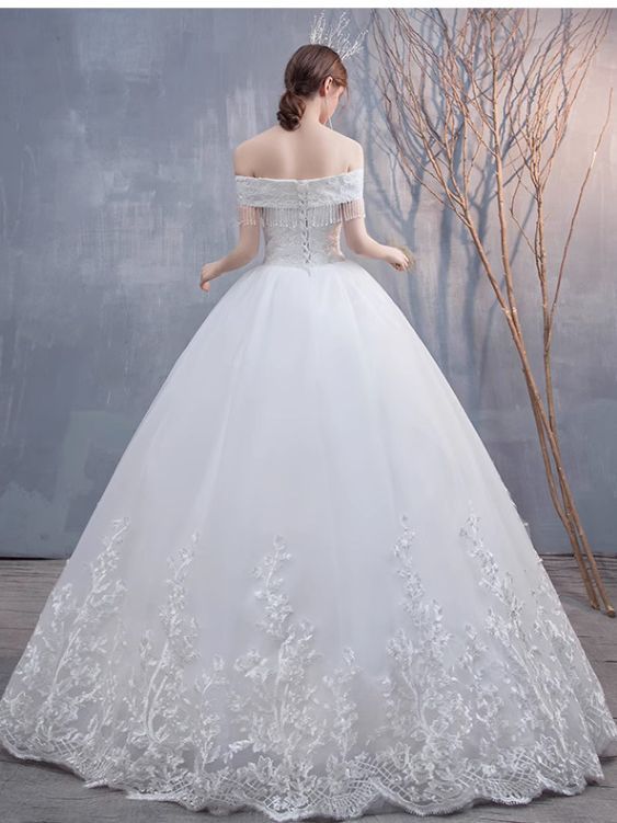 French light wedding dress 2024 new bride forest dreamy starry sky princess temperament spring simple one shoulder