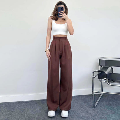 Spring and summer casual pants for women, elegant Amazon hot selling straight high waist trousers