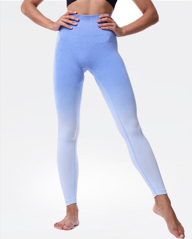 Gradient peach hip-lifting trousers elastic tights sports quick-drying yoga high waist trousers
