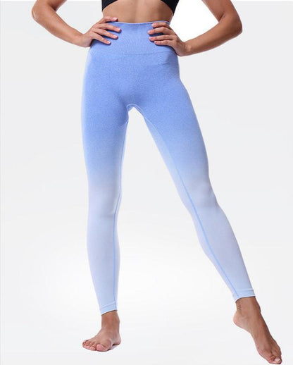 Gradient peach hip-lifting trousers elastic tights sports quick-drying yoga high waist trousers