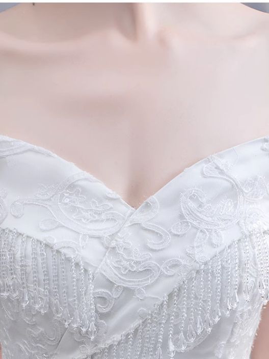 French light wedding dress 2024 new bride forest dreamy starry sky princess temperament spring simple one shoulder
