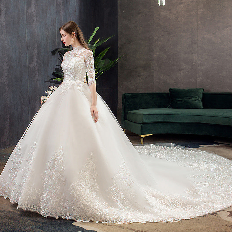 Main wedding dress 2023 new bride wedding dress long tail