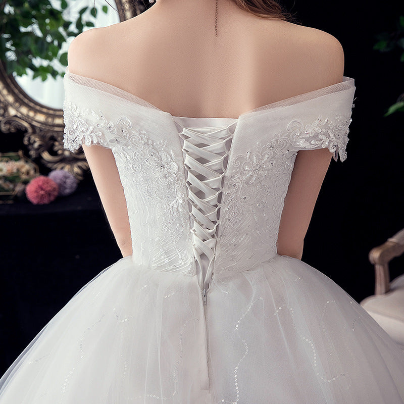 New one shoulder lace plus size wedding dress