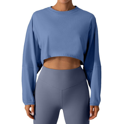 Round neck sweatshirt T-shirt sports short bottoming shirt yoga running loose long sleeve