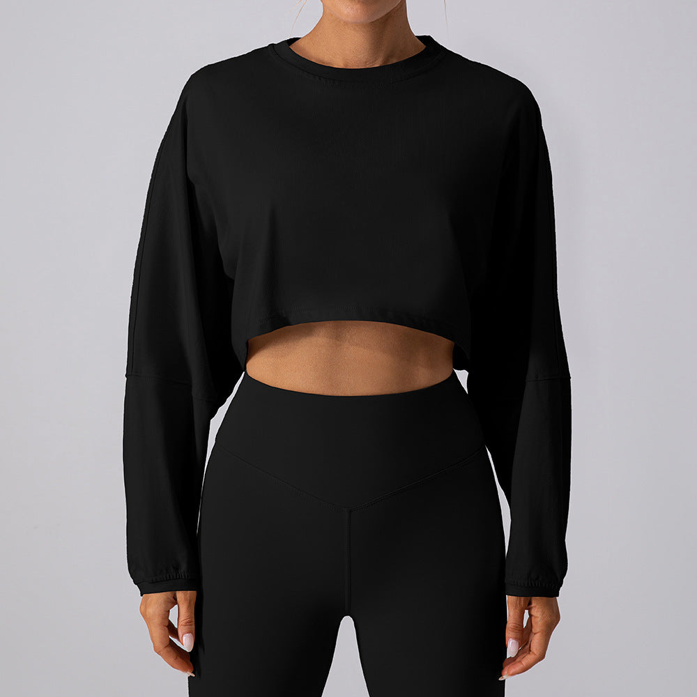 Round neck sweatshirt T-shirt sports short bottoming shirt yoga running loose long sleeve