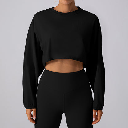 Round neck sweatshirt T-shirt sports short bottoming shirt yoga running loose long sleeve